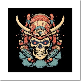 Samurai Skull Retro Posters and Art